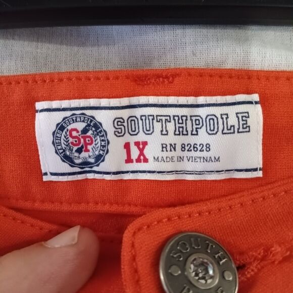 Vntg Southpole Women's Orange Pants Size 1 XL Stretchable Straight Cut Jeans - Picture 3 of 5
